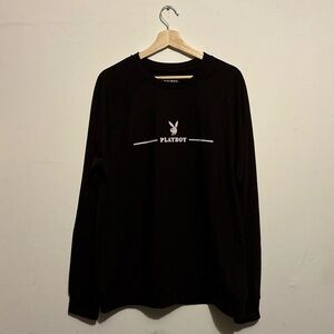 🐰💋 PLAYBOY BUNNY HUGH HEFNER BLACK LONG SLEEVE SWEATSHIRT SIZE LARGE 💋🐰
